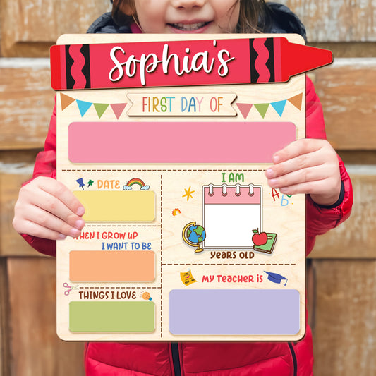 Personalized First and Day Last Day of School Sign, Interchangeable Names SS133