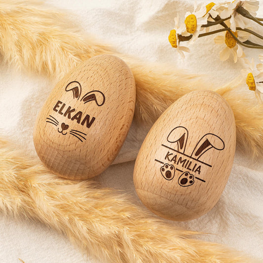 2025 Personalized Musical Wooden Easter Egg Shakers, Engraved Egg Shaker Kids, Kids Musical Instrument, Easter Gifts, Baby First Easter ET07