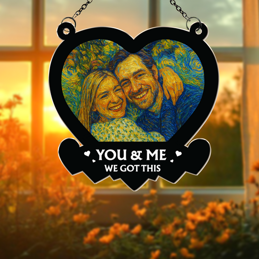 Personalized Stained Glass Couples Portrait From Photo - Suncatcher SC188