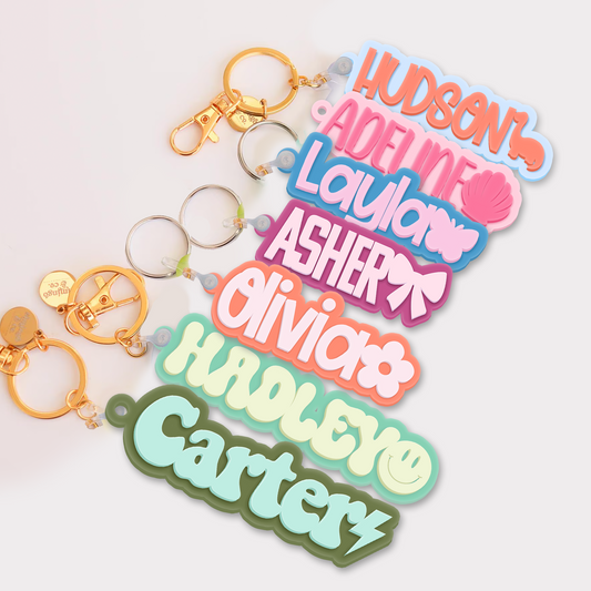 Personalized Backpack Name Tag for Girls, Flower & Bow Acrylic Keychain CK37