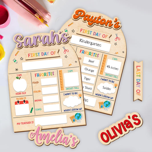 Personalized First and Day Last Day of School Sign, Interchangeable Names SS110
