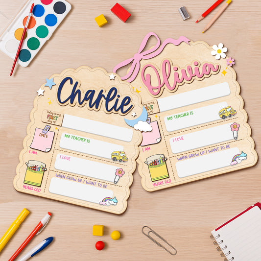 Personalized First and Day Last Day of School Sign, Interchangeable Names SS135
