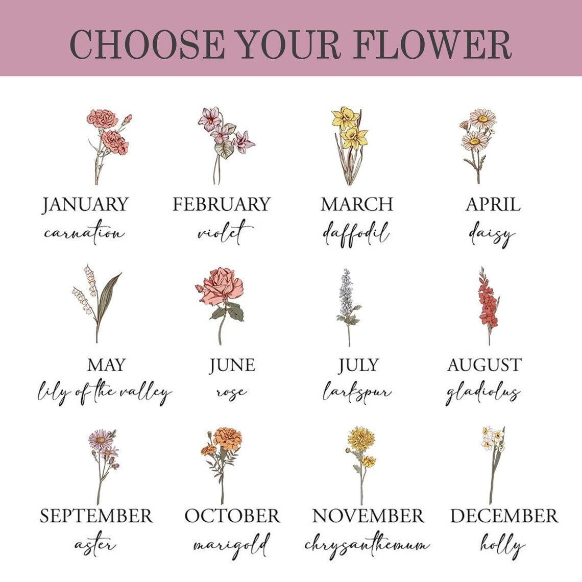 Custom Birth Month Flowers Sign, First Mom Now Grandma Gift, Gift for Mom and Grandma MS24 - 19Gifts