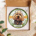 Custom Pet Portrait Stained Glass Suncatcher - Custom Pet Photo Birth Flower SC115 - 19Gifts