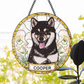 Custom Pet Portrait Stained Glass Suncatcher - Custom Pet Photo Birth Flower SC115 - 19Gifts