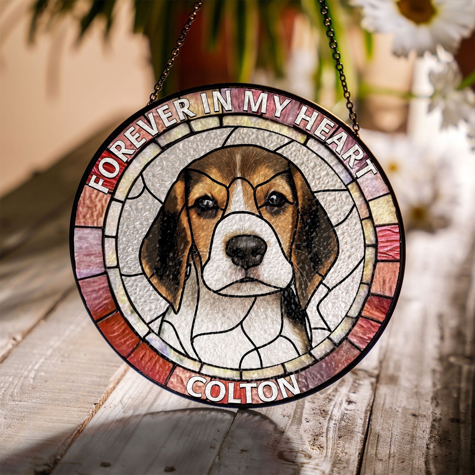 Custom Pet Portrait Stained Glass Suncatcher, Stained Glass Dog Memorial, Sympathy Gifts	SC121 - 19Gifts