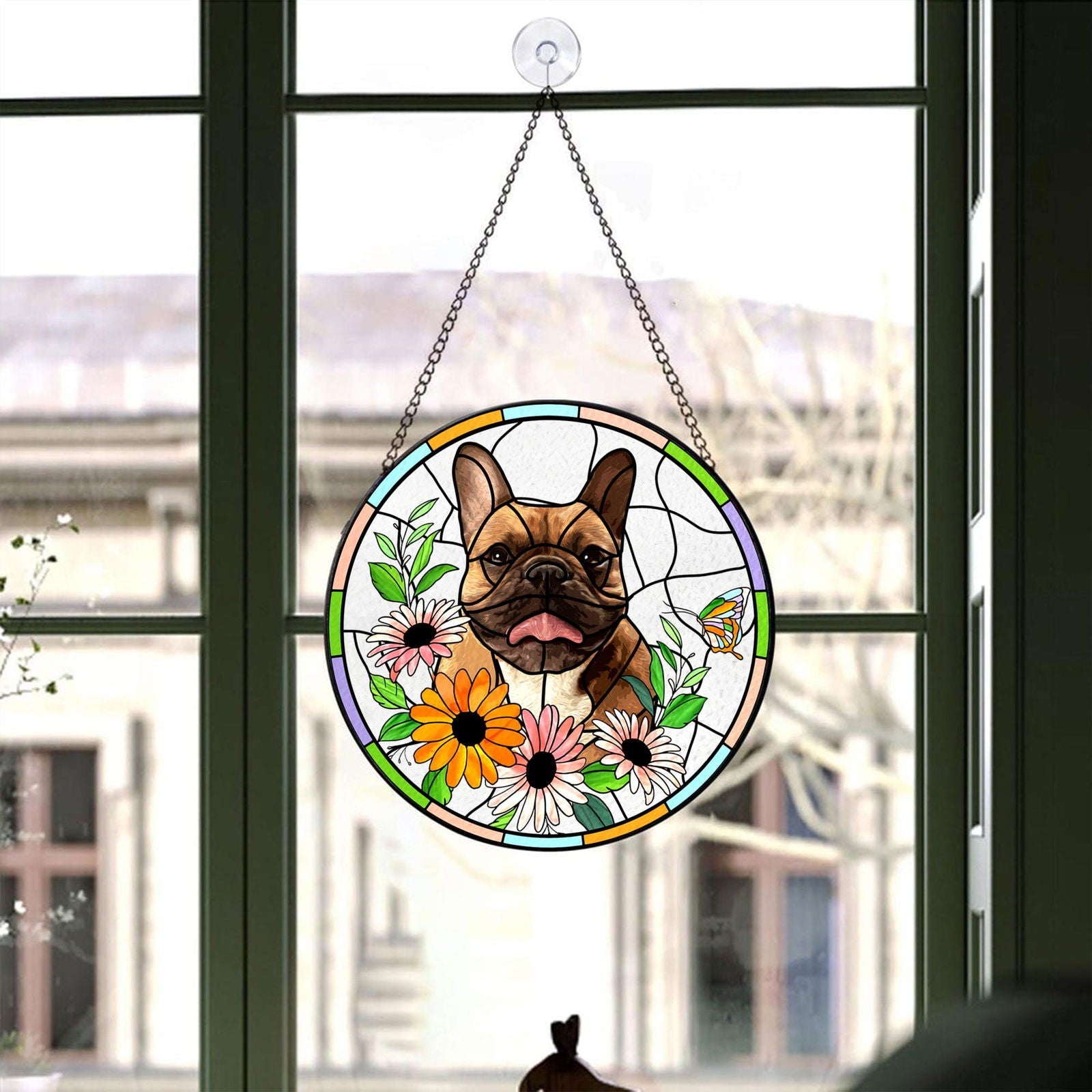 Custom Pet Portrait Stained Glass Suncatcher, Stained Glass Dog Memorial, Sympathy Gifts SC123 - 19Gifts