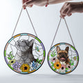 Custom Pet Portrait Stained Glass Suncatcher, Stained Glass Dog Memorial, Sympathy Gifts SC123 - 19Gifts