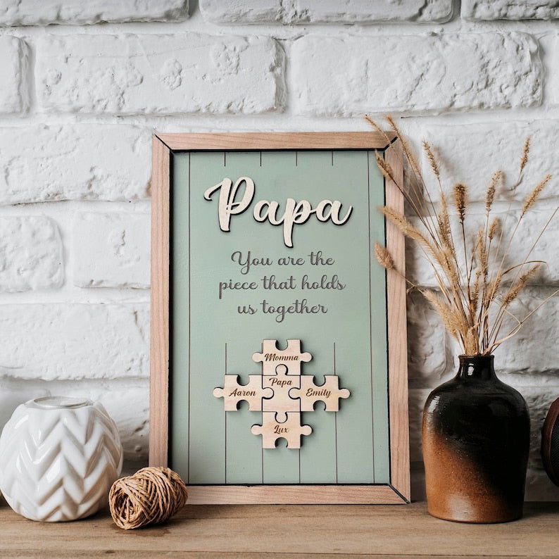 Custom Puzzle Piece Sign For Papa, Gifts for Dad, Gifts for Father/Grandpa, Unique Personalized Father Day Gift SD01 - 19Gifts