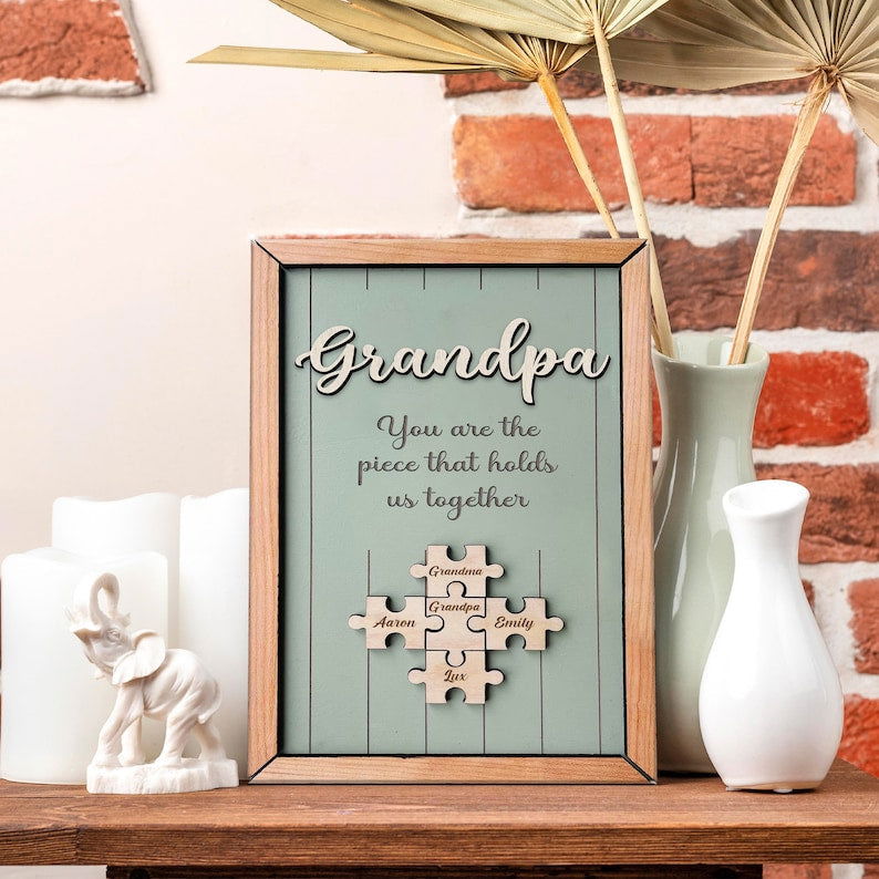 Custom Puzzle Piece Sign For Papa, Gifts for Dad, Gifts for Father/Grandpa, Unique Personalized Father Day Gift SD01 - 19Gifts
