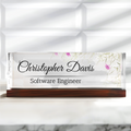 Floral Desk Name Plate, Plate Acrylic For Desk, Personalized Flower Name Plate TD81-48 - 19Gifts