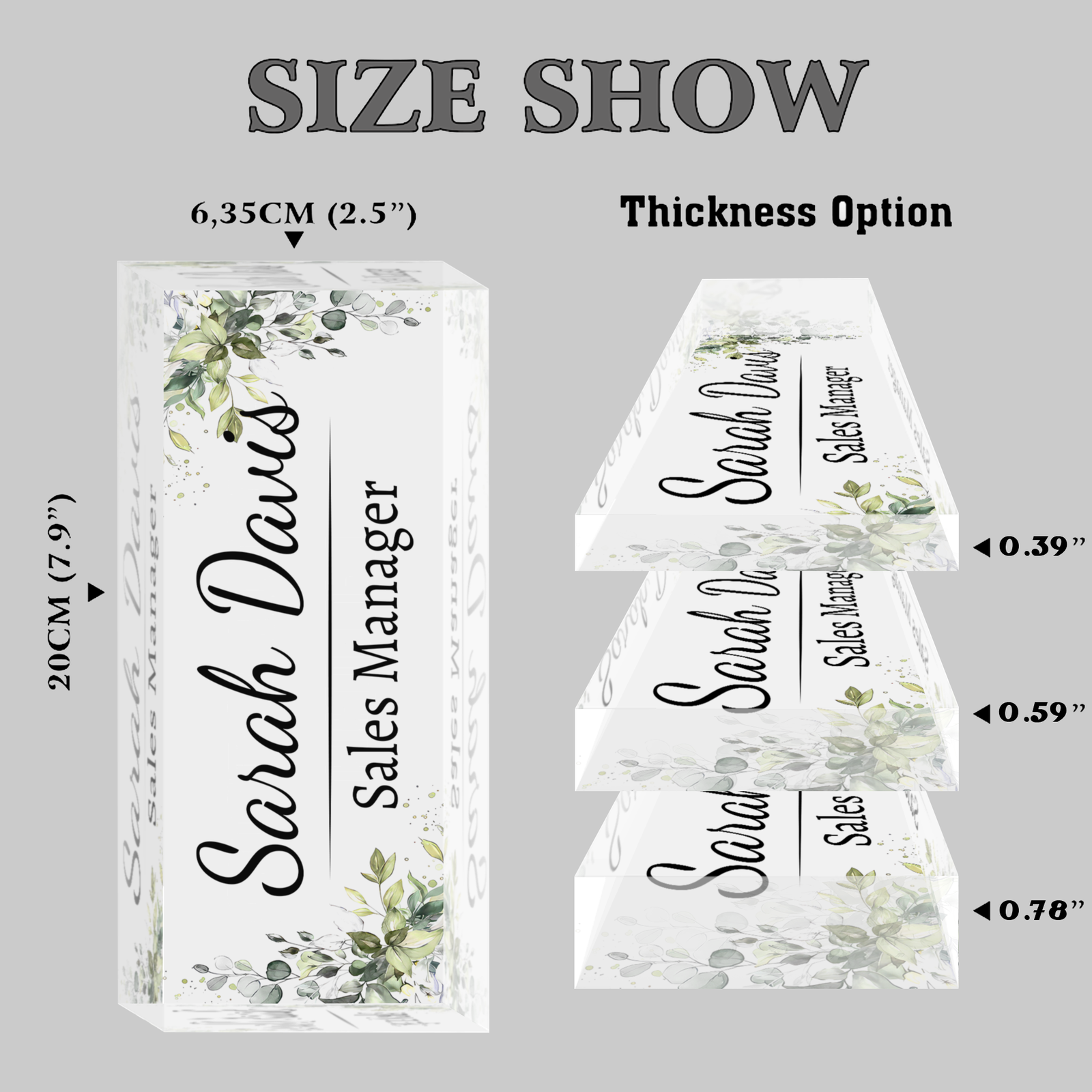 Floral Name Plate Acrylic For Desk, Custom Foral Desk Name Plate, Personalized Flower Name Plate TD81-60 - 19Gifts