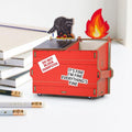 Garbage Gang Dumpster Pencil Holder Fire Raccoon with Free Stickers - 19Gifts