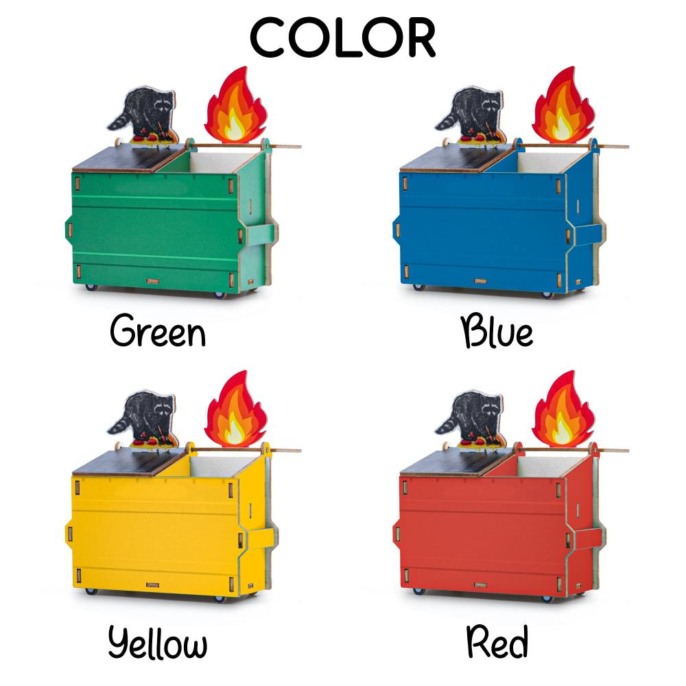 Garbage Gang Dumpster Pencil Holder Fire Raccoon with Free Stickers - 19Gifts