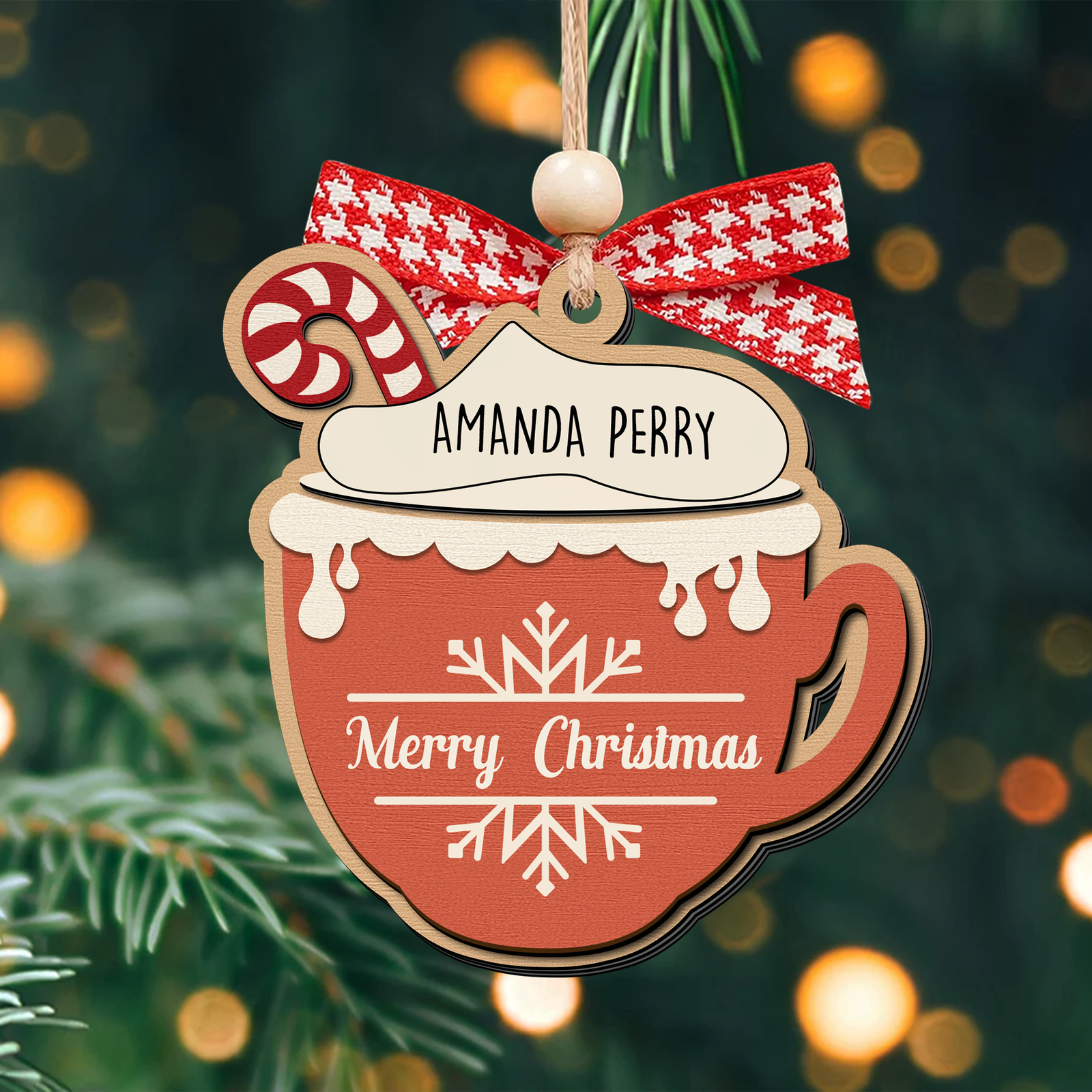 Personalizable Hot Cocoa Christmas Ornament With Family Names, Marshmallow Hot Cocoa Christmas Tree Ornament CF508 - 19Gifts