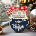 Personalizable Hot Cocoa Christmas Ornament With Family Names, Marshmallow Hot Cocoa Christmas Tree Ornament CF508 - 19Gifts