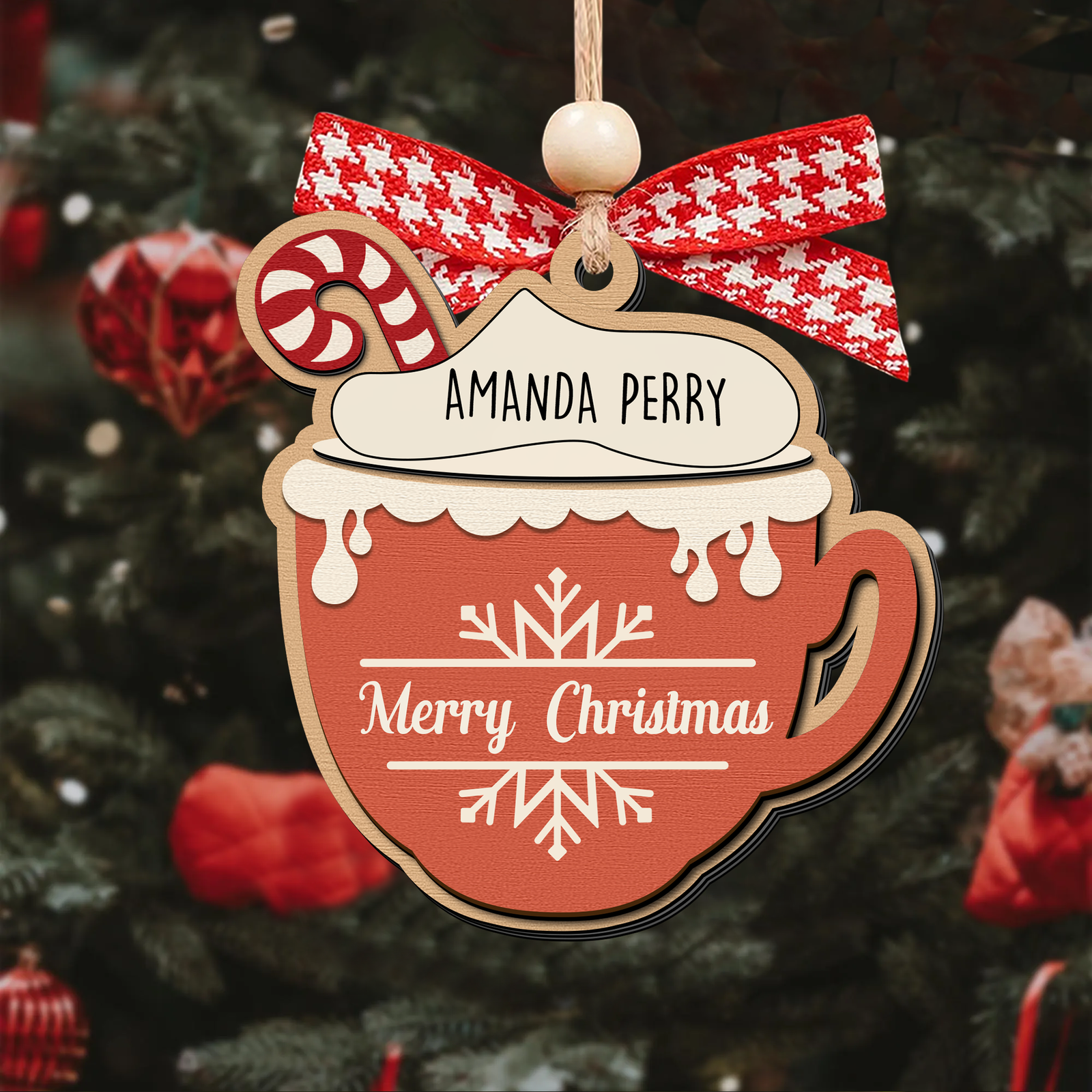 Personalizable Hot Cocoa Christmas Ornament With Family Names, Marshmallow Hot Cocoa Christmas Tree Ornament CF508 - 19Gifts