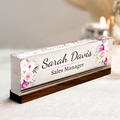 Personalized Acrylic Floral Desk Name Plate, Acrylic Desk Ornaments, Flower Desk Name Plate TD81-68 - 19Gifts