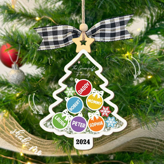 Personalized Family Shaker Ornament, Custom Family Christmas Tree Ornament CF648 - 19Gifts