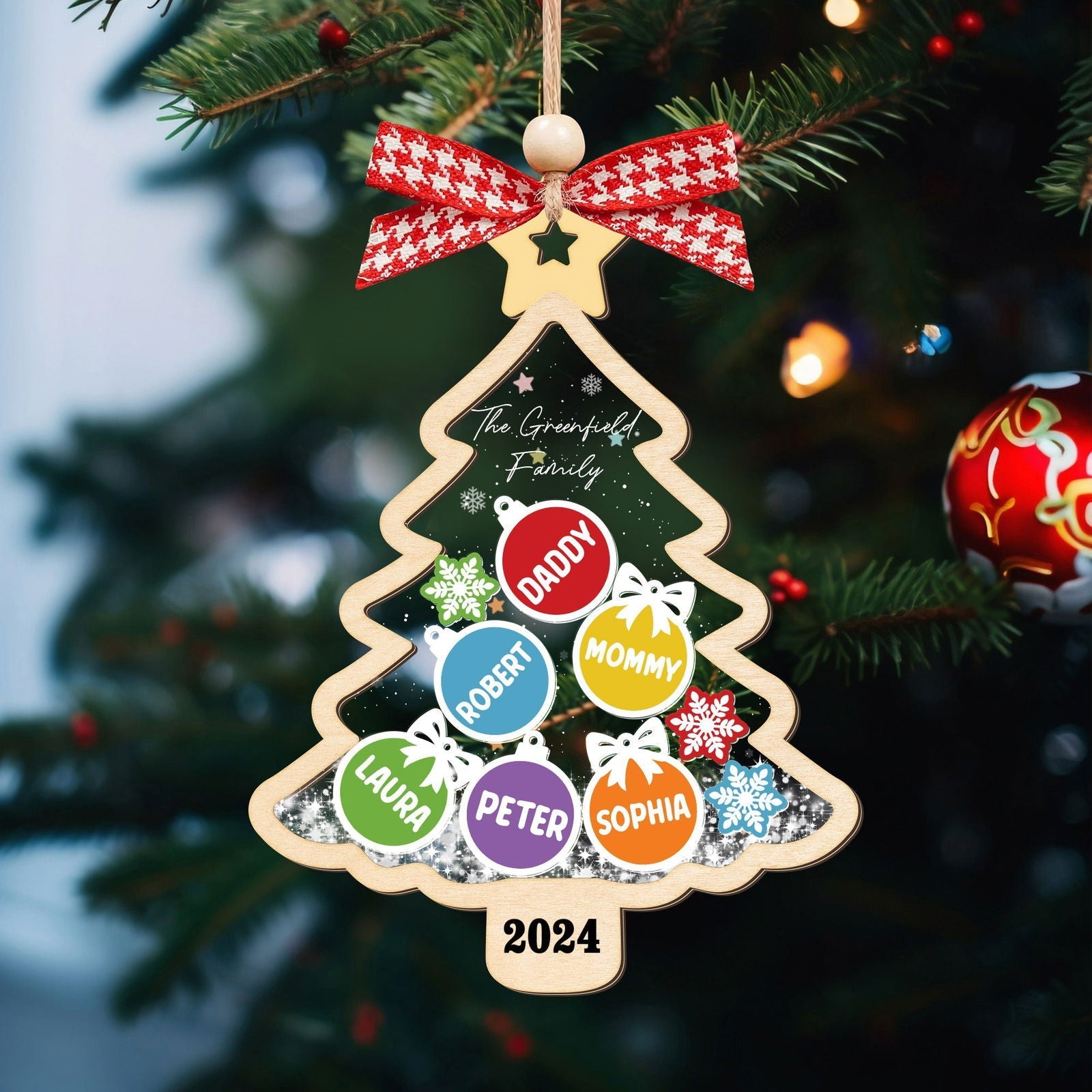 Personalized Family Shaker Ornament, Custom Family Christmas Tree Ornament CF648 - 19Gifts