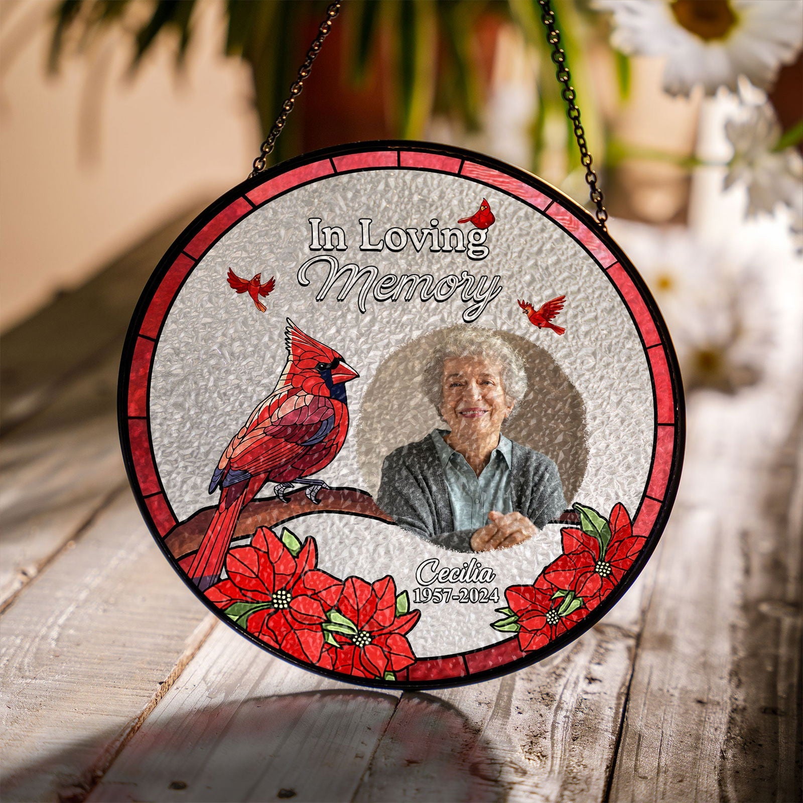 Personalized Memorial Photo I'm Always With You Stained Glass Suncatcher SC126 - 19Gifts