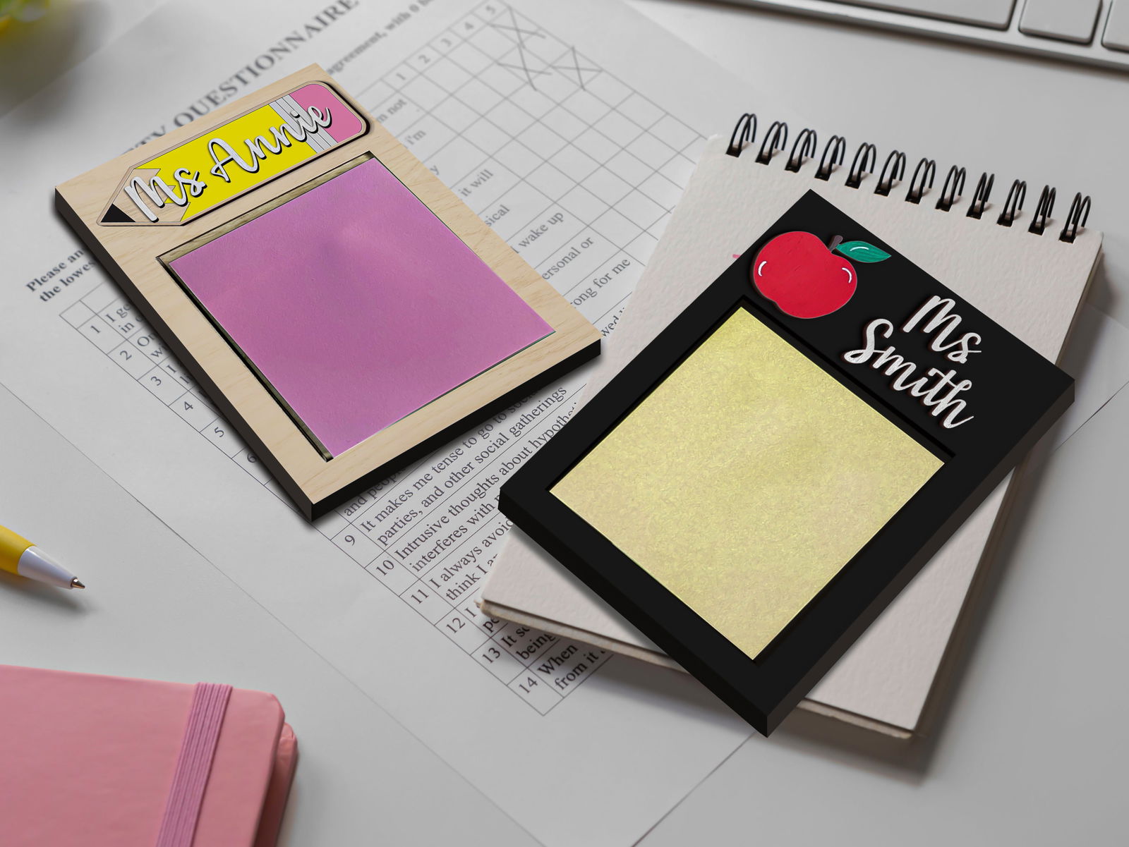 Sticky Note Holder for Teacher Appreciation Gift, Personalized Teacher Gift, Note Pad Holder, Custom School Gift, Note Holder SN04 - 19Gifts