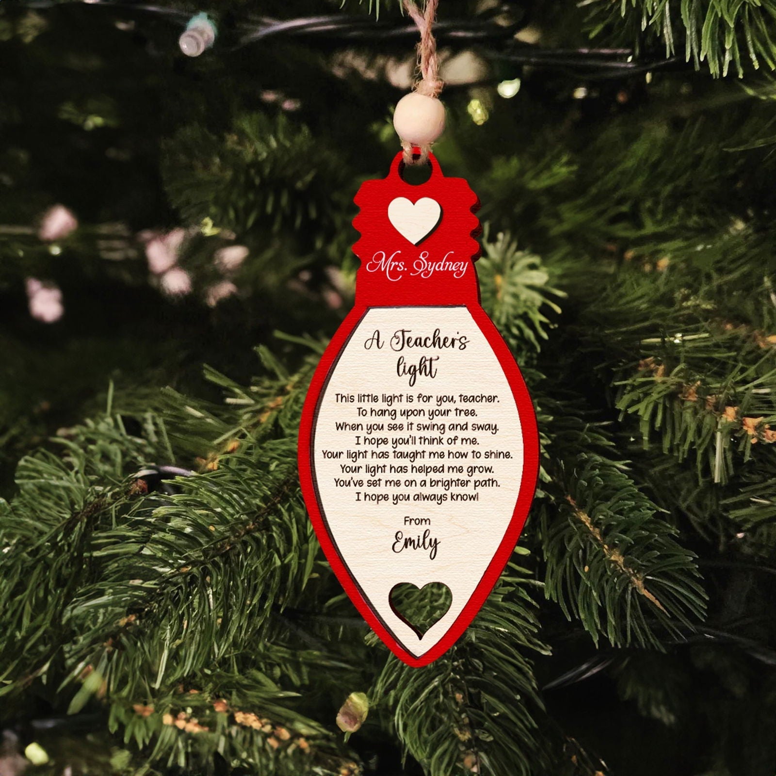 Teacher Christmas Light Ornament, Teacher Ornament, Christmas Light Ornament, Teacher Christmas Gifts KT06 - 19Gifts