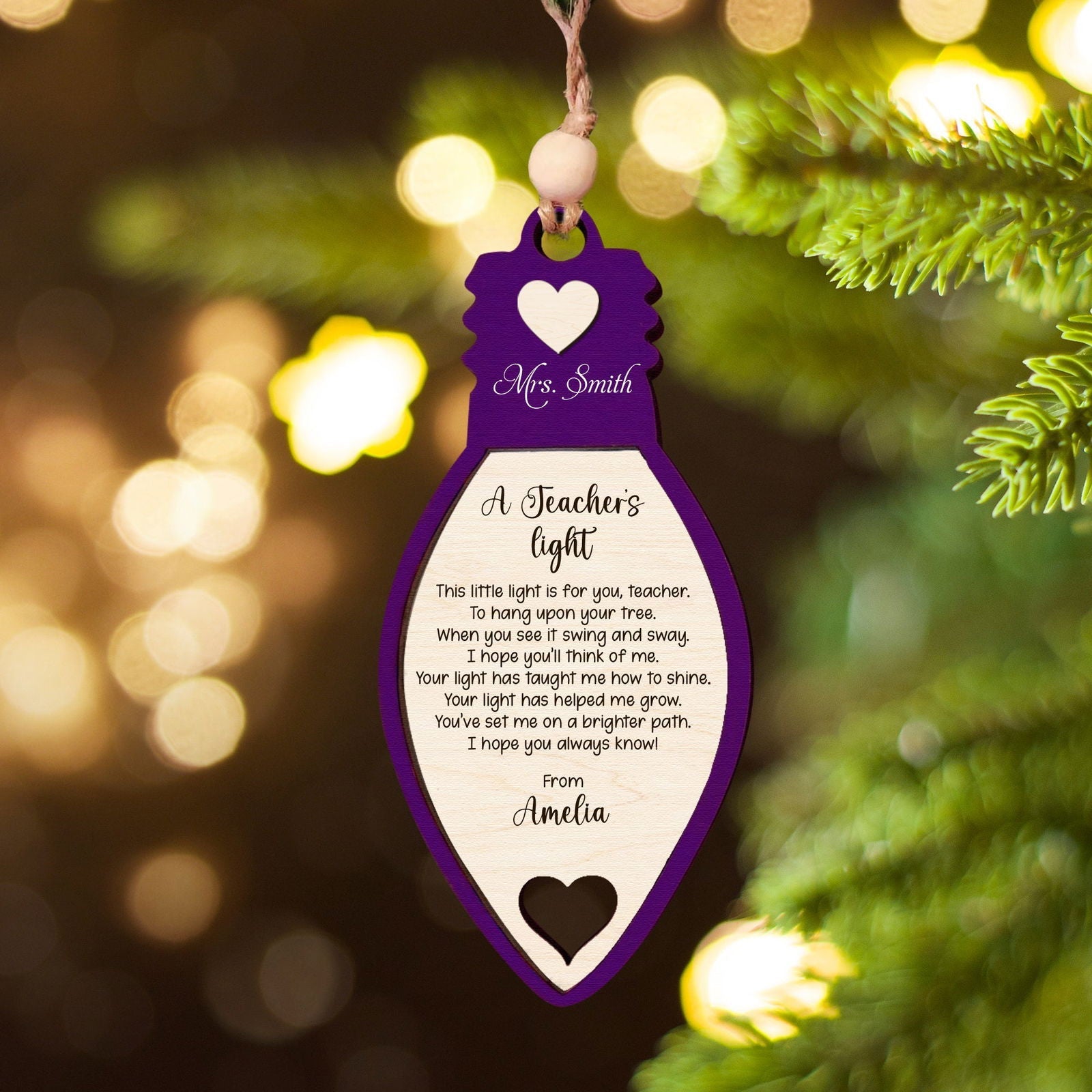 Teacher Christmas Light Ornament, Teacher Ornament, Christmas Light Ornament, Teacher Christmas Gifts KT06 - 19Gifts