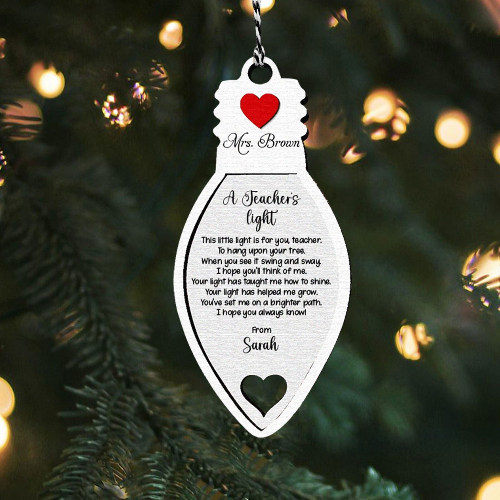 Teacher Christmas Light Ornament, Teacher Ornament, Christmas Light Ornament, Teacher Christmas Gifts KT06 - 19Gifts