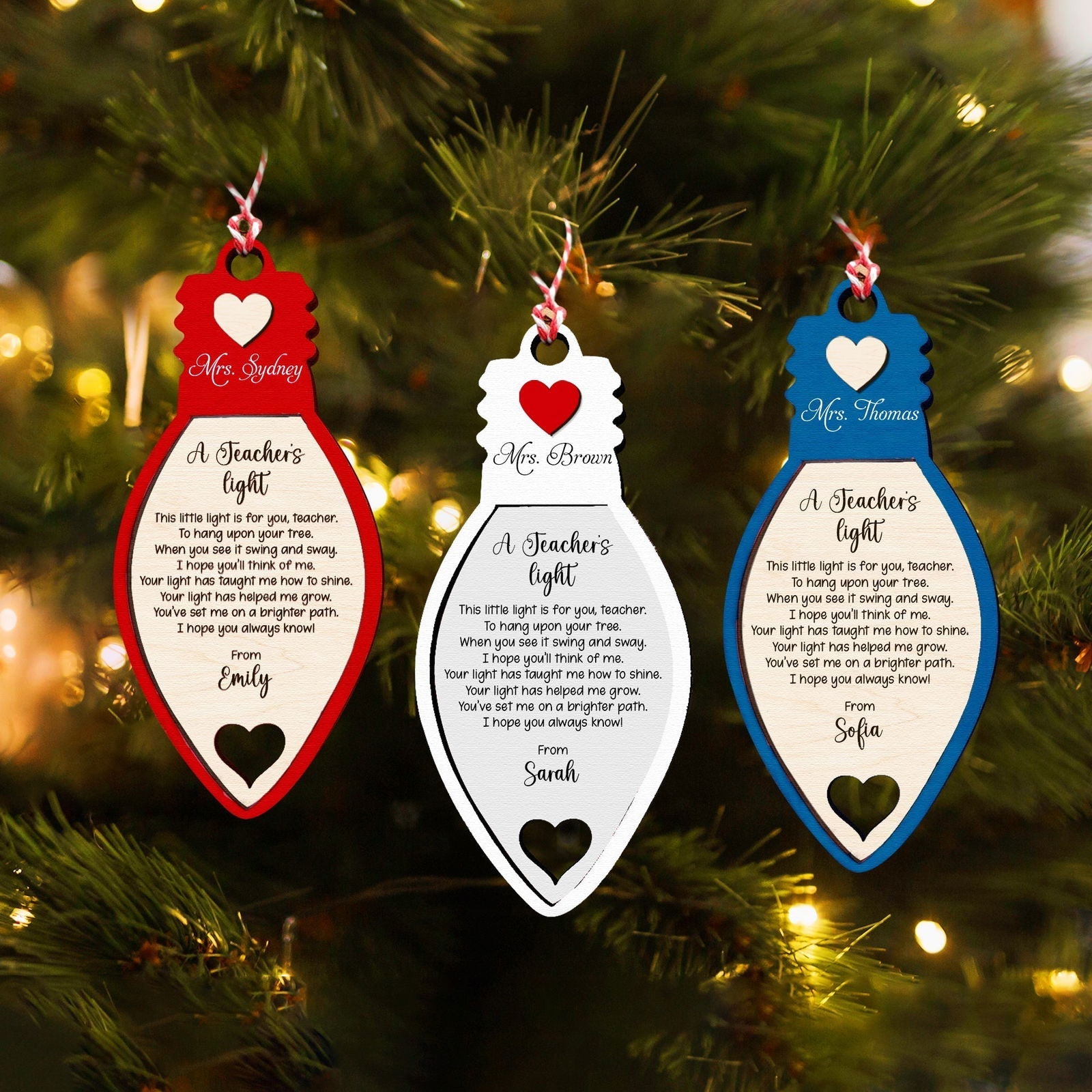 Teacher Christmas Light Ornament, Teacher Ornament, Christmas Light Ornament, Teacher Christmas Gifts KT06 - 19Gifts