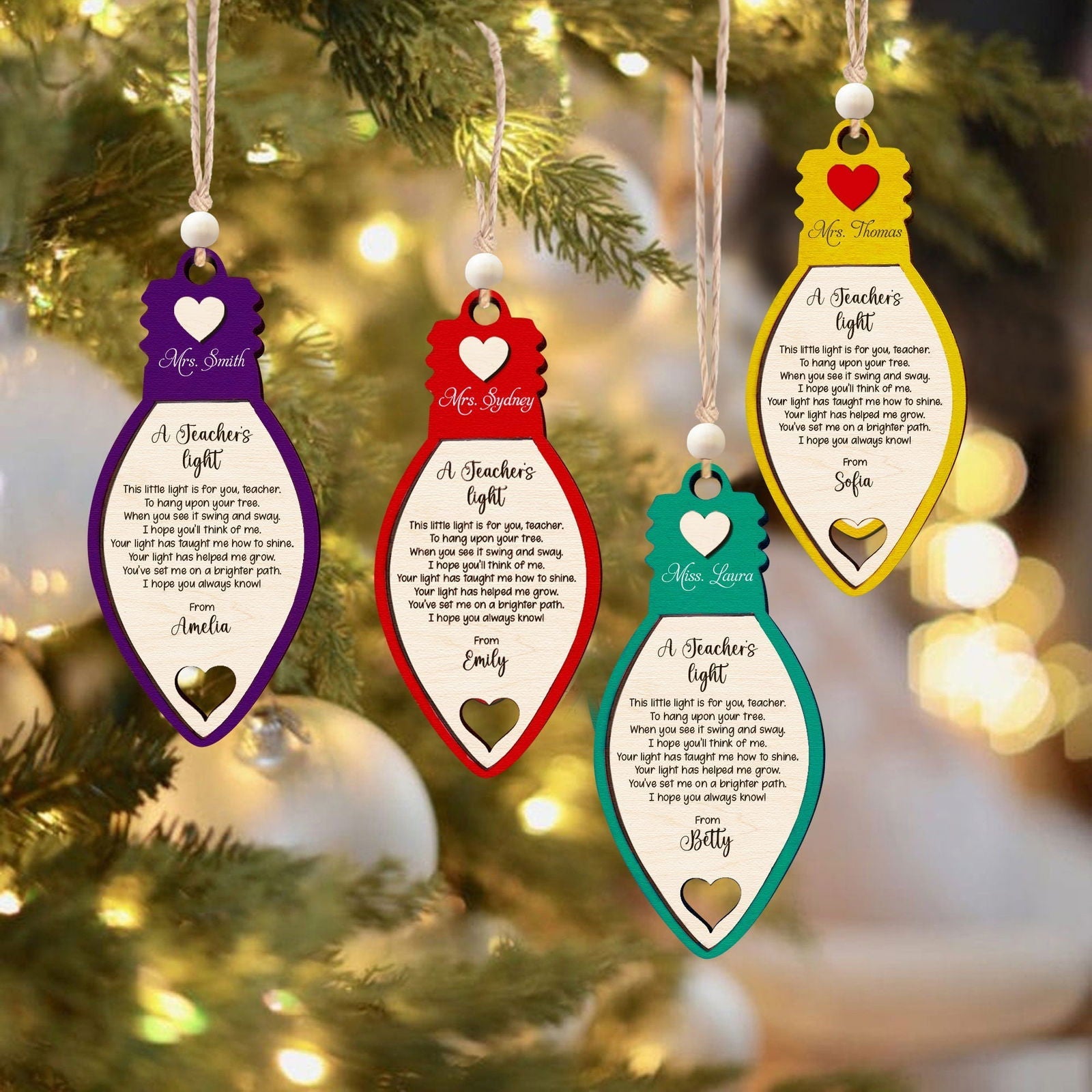 Teacher Christmas Light Ornament, Teacher Ornament, Christmas Light Ornament, Teacher Christmas Gifts KT06 - 19Gifts