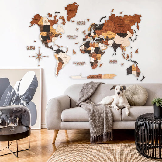 Wooden World Travel Map Full Packed (Made in USA)