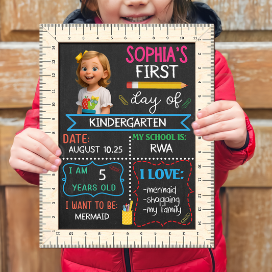 Personalized First Day of School Sign with Custom Anime-Style Kid Illustration