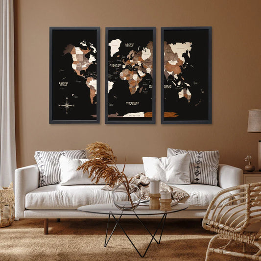 Wooden World Travel Map On Board 2 Full Packed (Made in USA)